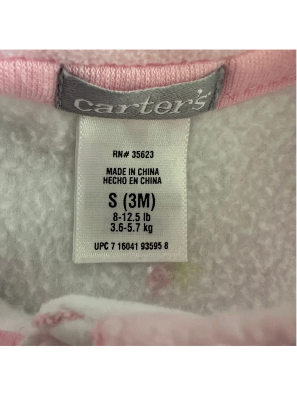 Vintage Carter's Footed Sleeper Baby Girl 3 Months Pink Floral Snap Front